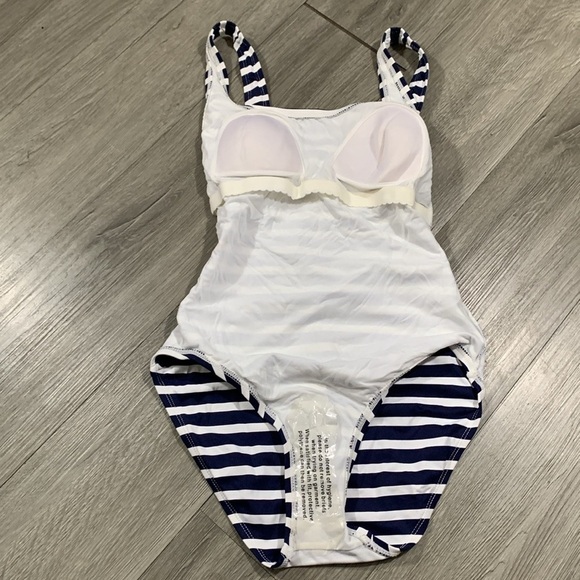 Tommy Bahama Breton Stripe Navy & White Laced-Back One-Piece Swimsuit NWT size 4 - Picture 7 of 10